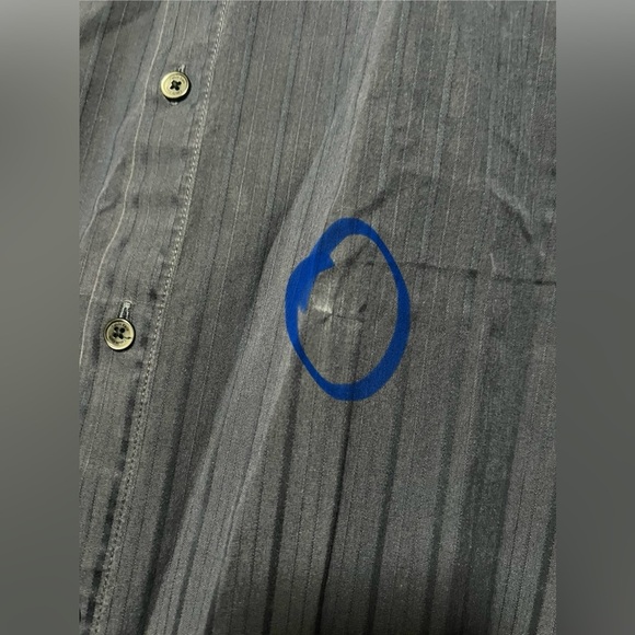 Calvin Klein Men's Dark Blue Striped Button Down Dress Shirt,Size L - Picture 3 of 10